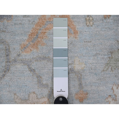 7'9"X9'9" Beau Blue Faded Out Angora Oushak Wool Weft Oriental Rug