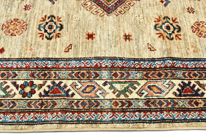 4X6 Ft Kazak Wool Area Rug Tribal Geometric Style