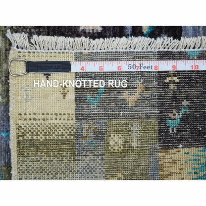 4'X5'10" Gray Hand Knotted Afghan Kashkuli Gabbeh Hand Spun Wool Rug