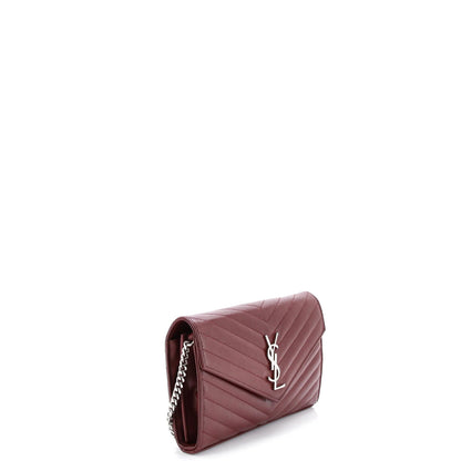 Saint Laurent Classic Monogram Wallet On Chain Matelasse Chevron Leather Medium