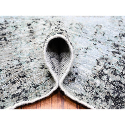 8'10"X12'9" Cloud Gray Modern Galaxy Design Pure Wool Hand Knotted Rug