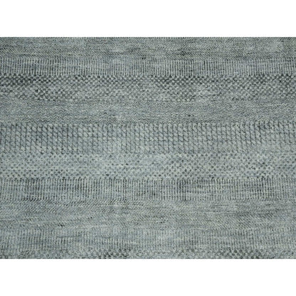 8'X10' Ash Gray Wool And Silk Hand Knotted Grass Design Oriental Rug