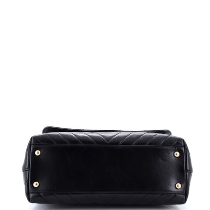 Chanel Coco Top Handle Bag Chevron Calfskin Small