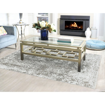 6'X9' Wool And Pure Silk Hand Knotted Broken Design Fine Oriental Rug