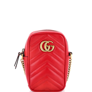 Gucci Gg Marmont Vertical Phone Crossbody Bag Matelasse Leather Mini
