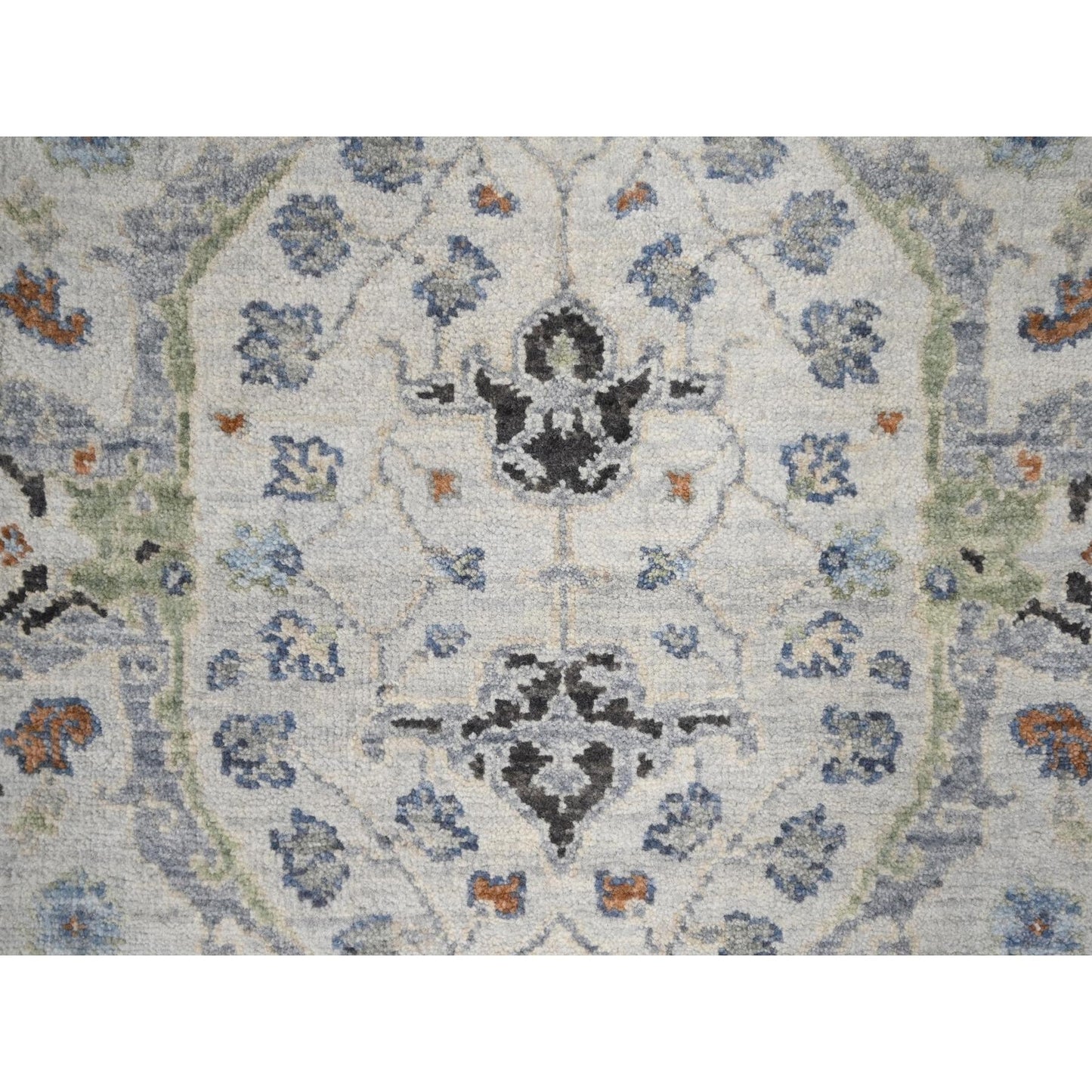 2'6"X9'10" Owl Gray Hand Knotted Oushak Dense Weave Wool Runner Rug