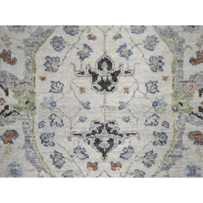 2'6"X9'10" Owl Gray Hand Knotted Oushak Dense Weave Wool Runner Rug