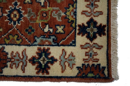 Small Hand-Knotted Floral Area Rug Oriental