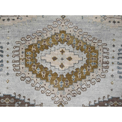 5'1"X6'10" Gray Zoroastrian Village Inspired Pure Wool Hand Knotted Rug