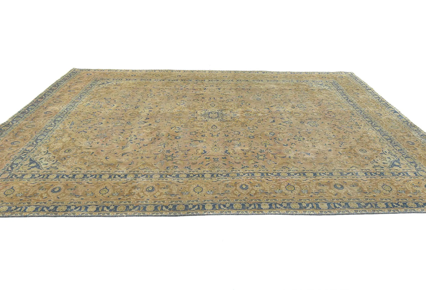 Hand-Knotted Distressed Vintage 9X12 Ft