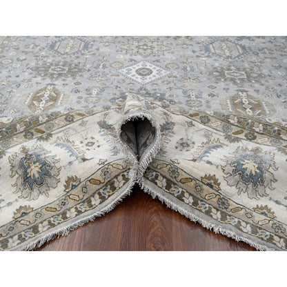 11'X11' Agreeable Gray Karjihooz 100% Wool Hand Knotted Squarish Rug