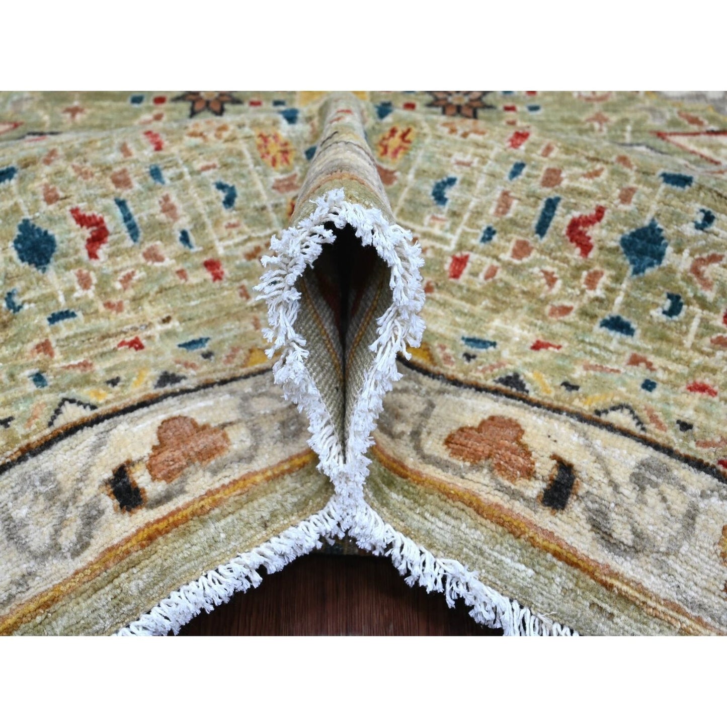 10'X13'4" Green 14Th Century Mamluk Dynasty Pattern Hand Knotted Wool Rug