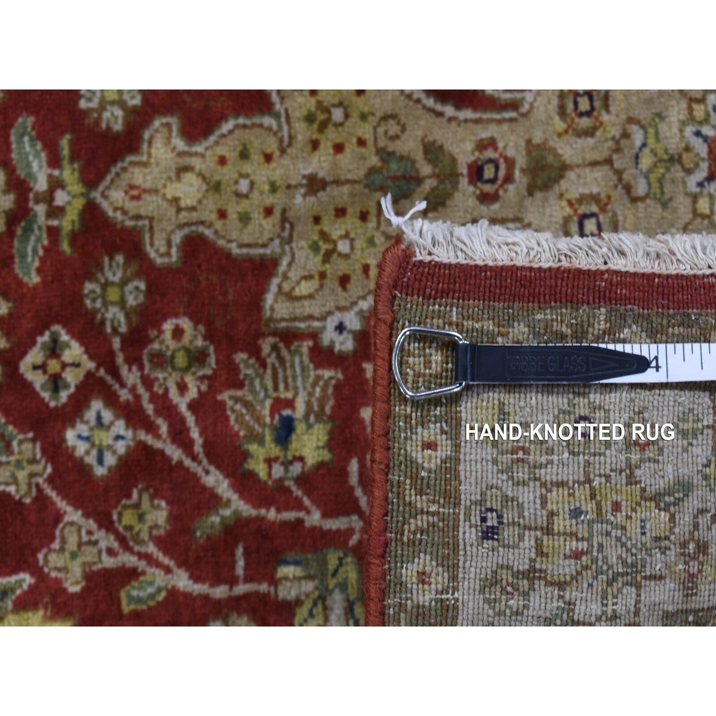 2'4"X11'5" Barn Red Kishoon Revival Wool Hand Knotted 300 Kpsi Runner Rug