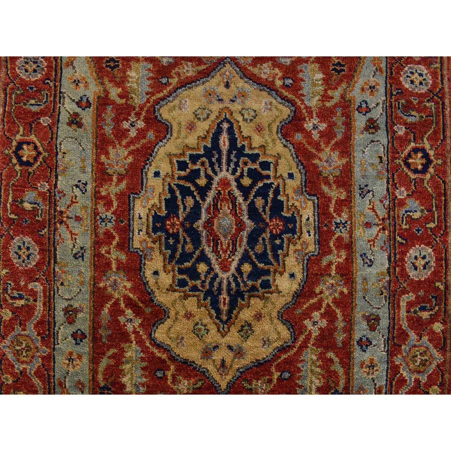 2'7"X17'7" Red Xl Antiqued Heris Hand Knotted Wool Runner Oriental Rug