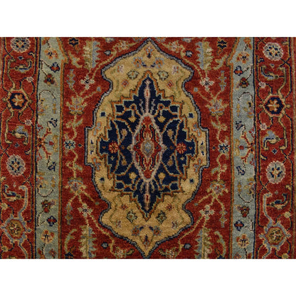 2'7"X17'7" Red Xl Antiqued Heris Hand Knotted Wool Runner Oriental Rug