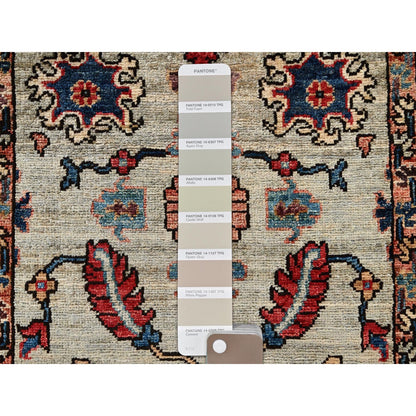 2'10"X15' Oyster Gray Heris Design Soft Wool Hand Knotted Xl Runner Rug
