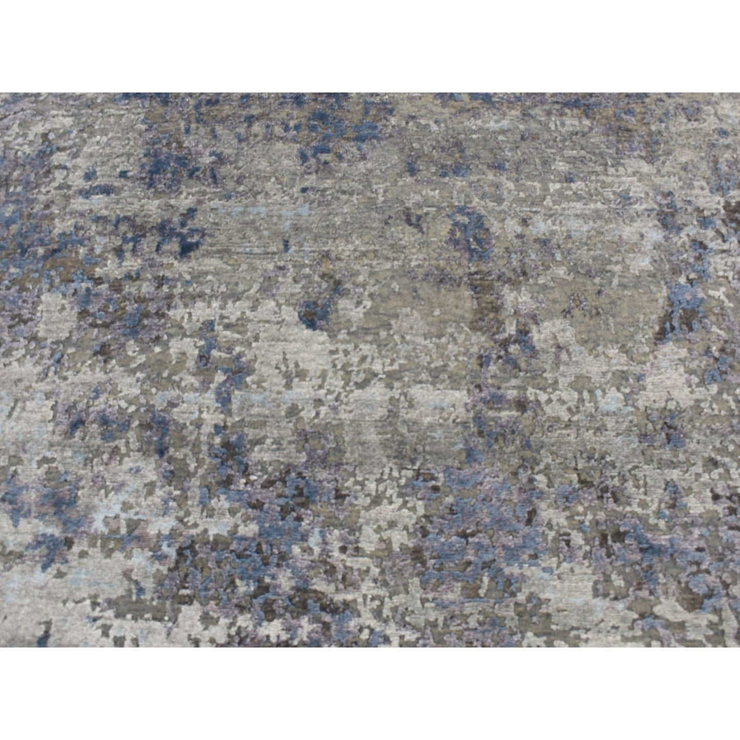 7'10"X9'9" Gray Modern Abstract Design Wool And Silk Hand Knotted Rug
