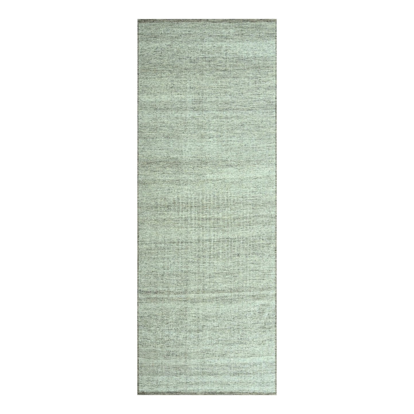 Brown pure wool runner rug oxidized grass design hand knotted 2'8"x6'3".