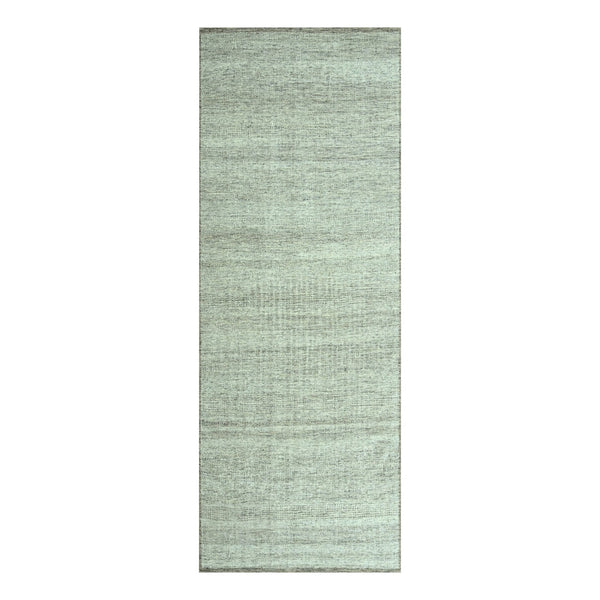 Brown pure wool runner rug oxidized grass design hand knotted 2'8"x6'3".