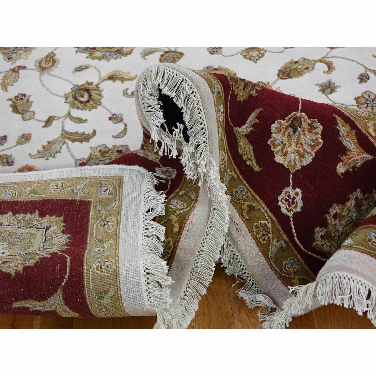 8'X10' Hand Knotted Half Wool And Half Silk Rajasthan Oriental Rug