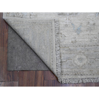 2'9"X19' Smoke White Afghan Angora Oushak Oversized Oriental Runner Rug