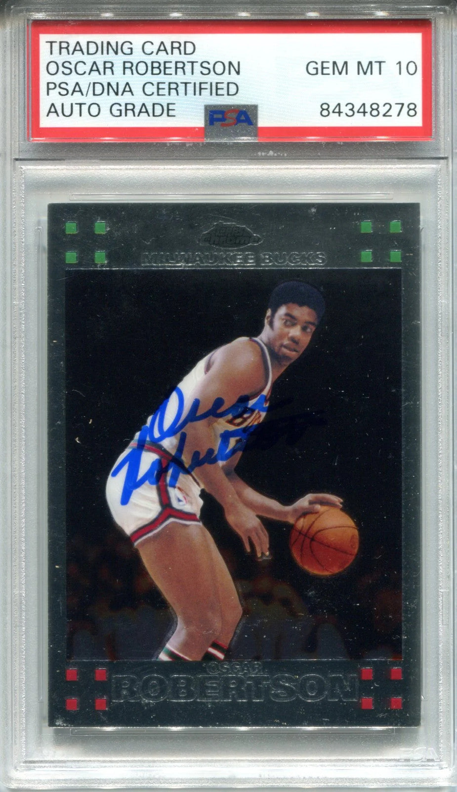 Oscar Robertson Autographed 2008 Topps Chrome Card (Psa)