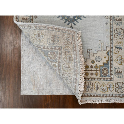 2'8"X23'10" Gray Hand Knotted Village Inspired Geometric Xl Runner Rug