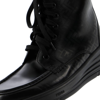 Fendi Men'S Faded Ff Lace Up Ankle Boots Leather