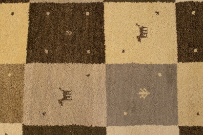 Modern Gabbeh Rug Multicolored Tribal Checker