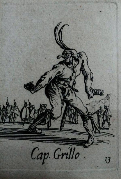 Jacques Callot Etching Cap. Bonbardon & Cap. Grillo 1621 Balli Di Sfessania
