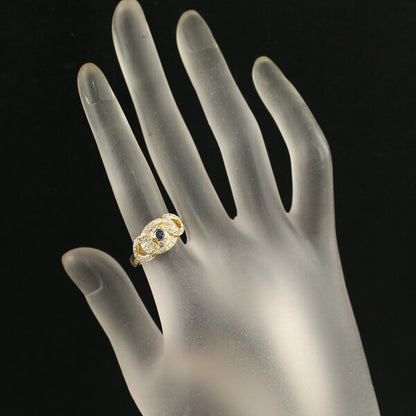 Garrard Ring Sapphire Diamond One One Two Us6 18K 750 Yellow Gold