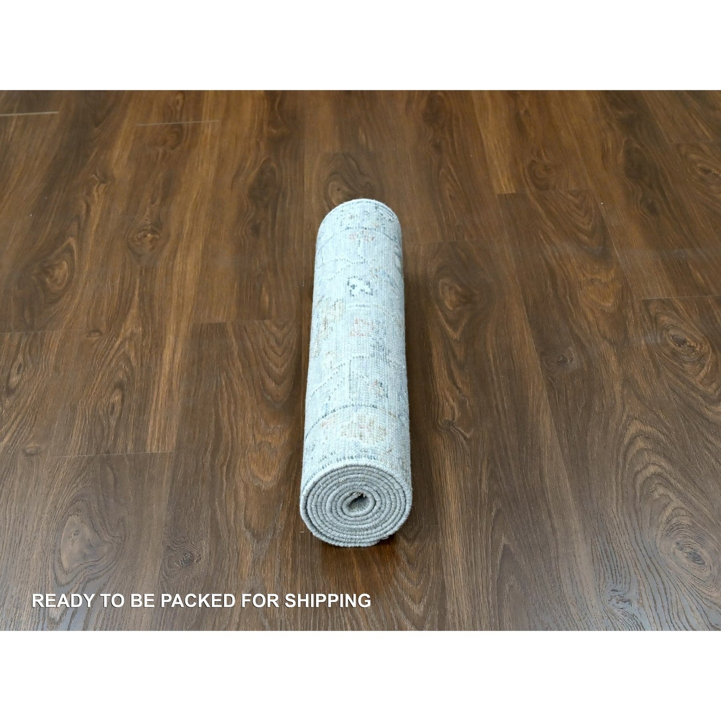 2'5"X8'5" Spanish Gray Oushak Design Soft Wool Hand Knotted Runner Rug