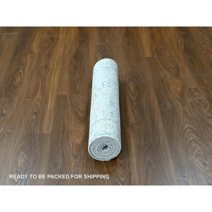 2'5"X8'5" Spanish Gray Oushak Design Soft Wool Hand Knotted Runner Rug