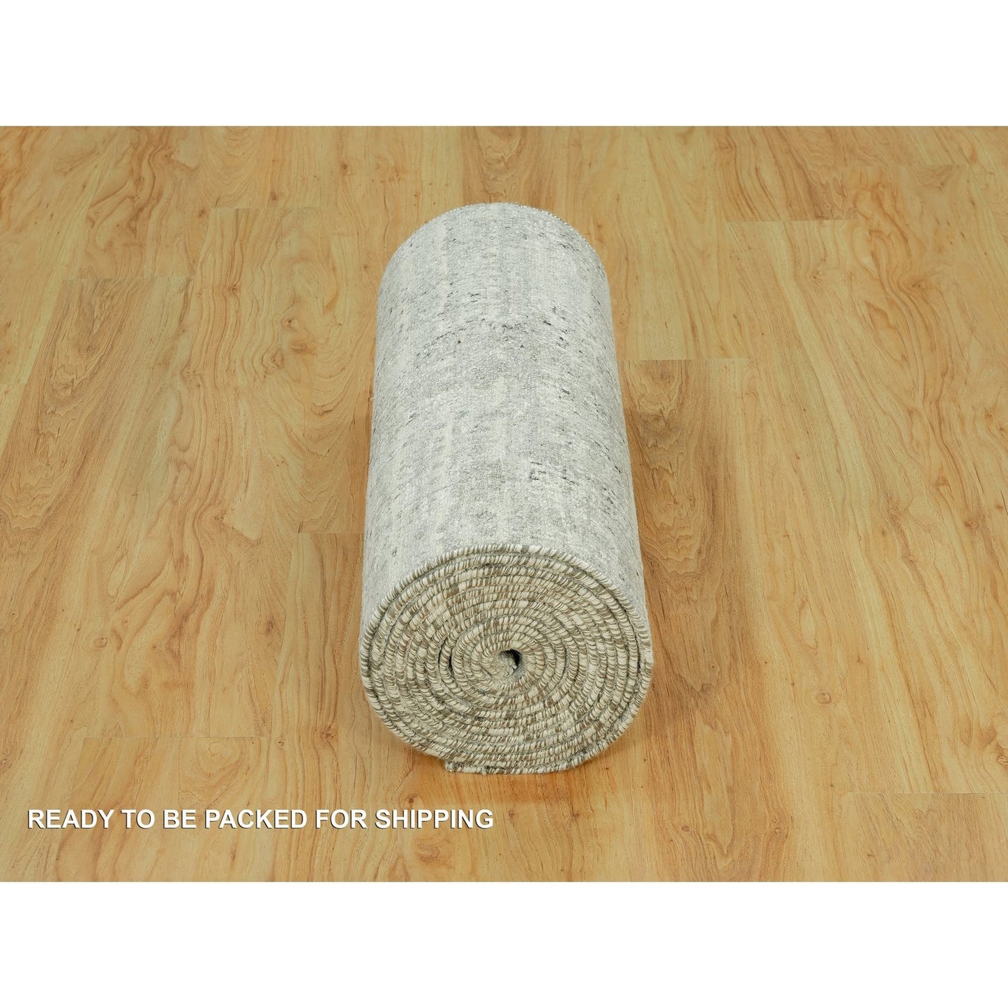 2'6"X20'2" Diff Gray Modern Undyed Wool Hand Knotted Xl Runner Rug