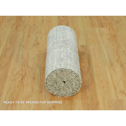 2'6"X20'2" Diff Gray Modern Undyed Wool Hand Knotted Xl Runner Rug