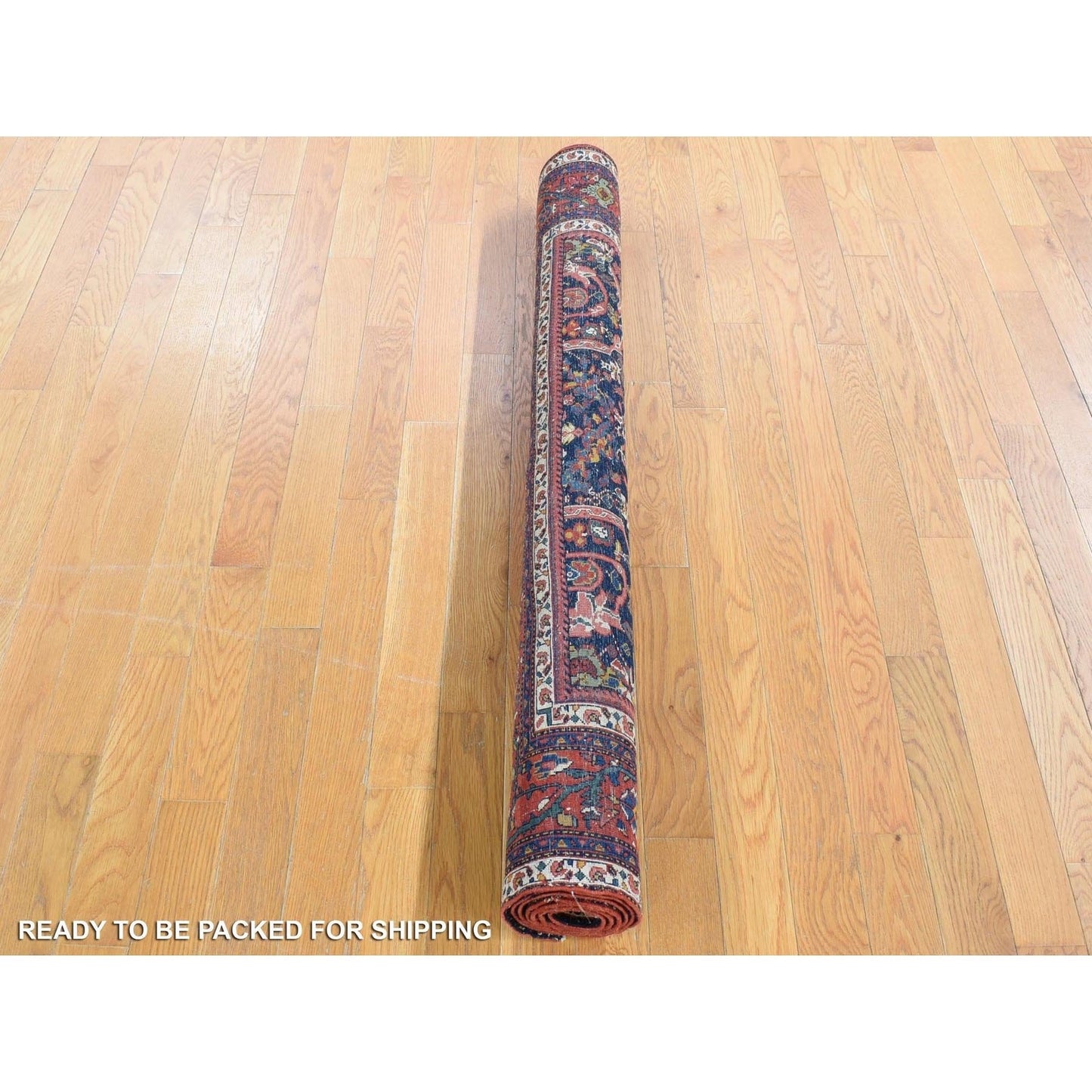 4'7"X6'9" Navy Antique Zoroastrian Mustaffi Design Wool Hand Knotted Rug