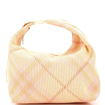 Burberry Peg Handle Bag Knit Check Fabric Medium