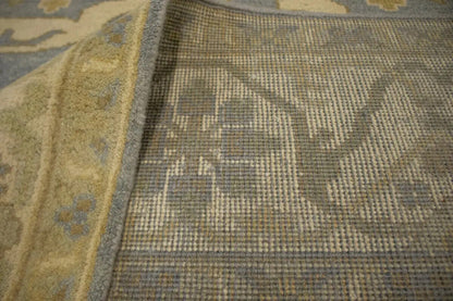 Handmade Oushak Oriental Rug Muted Gray Floral