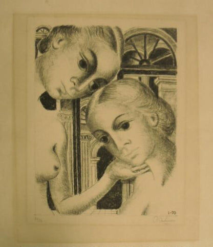 Paul Delvaux Ed70 S/N Original Lithography "Les Pompeiennes" 1970