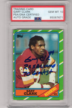 Gary Clark 1986 Topps #176 Psa Auto Grade Gem Mt 10 Card
