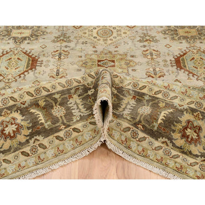 10'2"X10'2" Light Gray Soft Wool Hand Knotted Karjihooz Design Square Rug