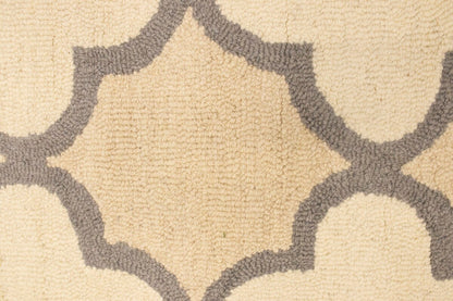 Cream Beige Trellis Style Rug Hand-Tufted Modern