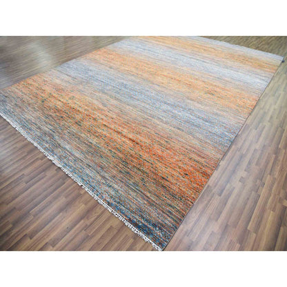 10'3"X14' Orange Modern Chiaroscuro Collection Hand Knotted Wool Rug