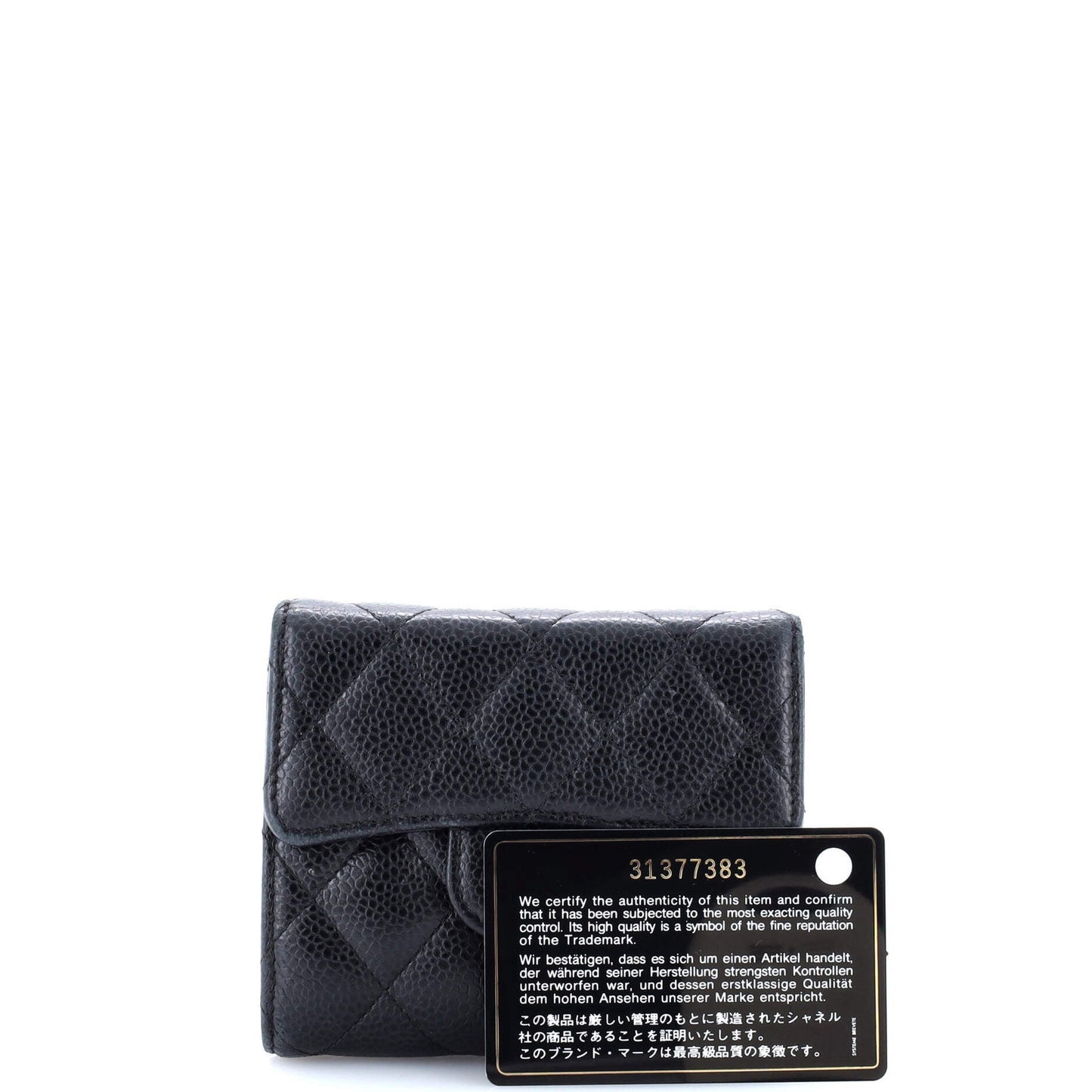 Chanel Cc Compact Classic Flap Wallet Quilted Caviar