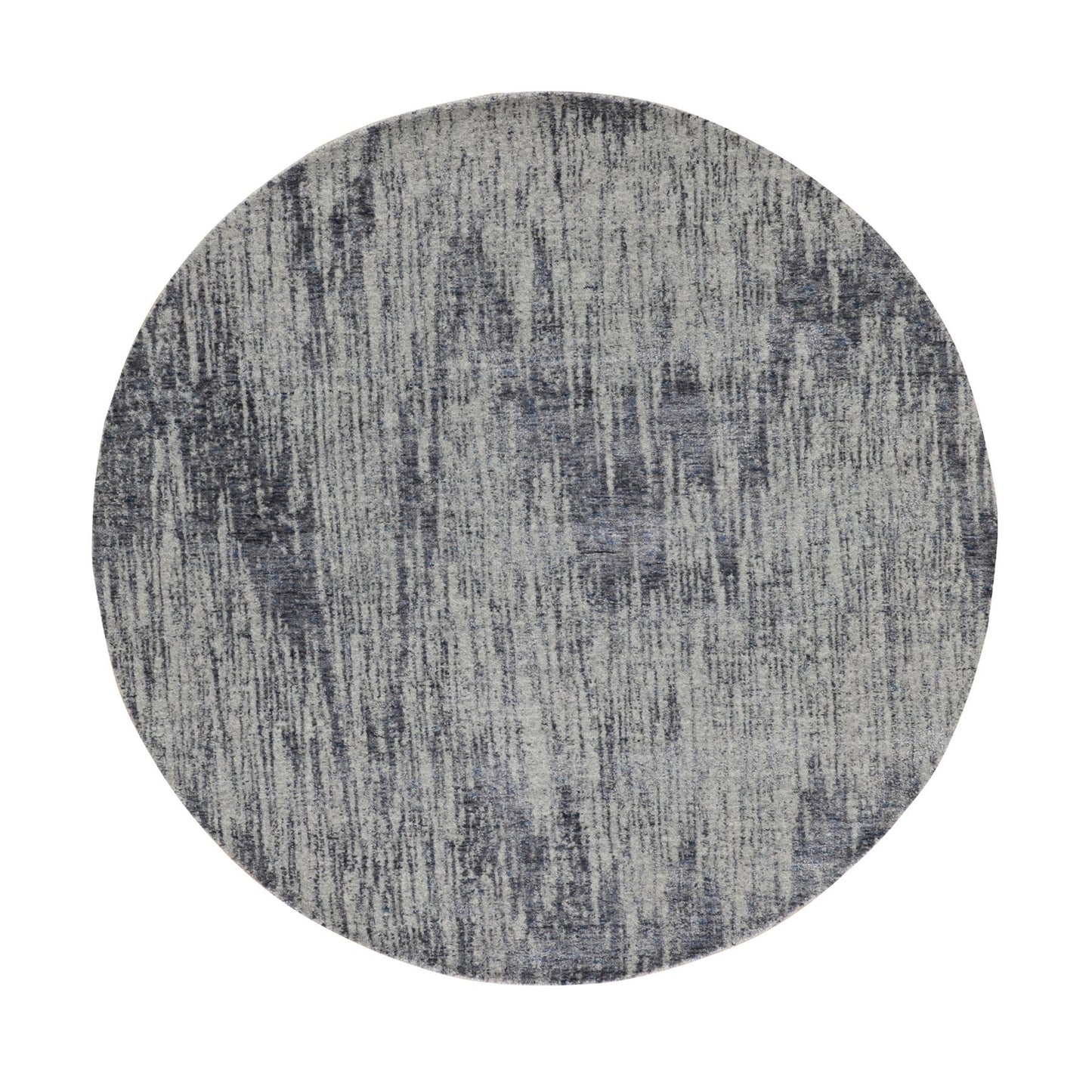 5'9"X5'9" Gray Fine Jacquard Hand Loomed Modern Round Wool & Art Silk Rug