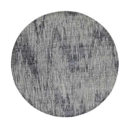 5'9"X5'9" Gray Fine Jacquard Hand Loomed Modern Round Wool & Art Silk Rug