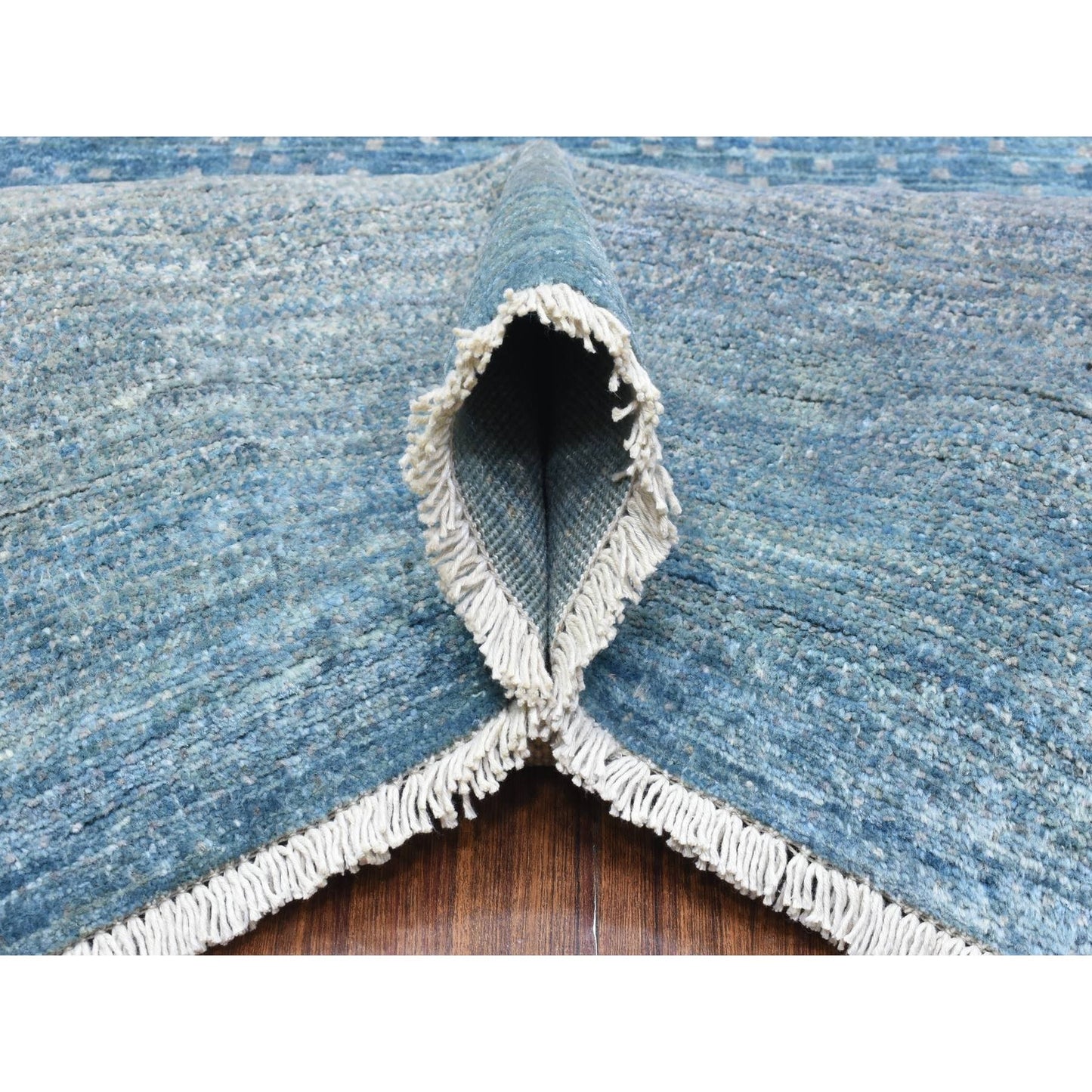 9'X11'9" Light Blue Afghan Kashkuli Gabbeh Pure Wool Hand Knotted Rug