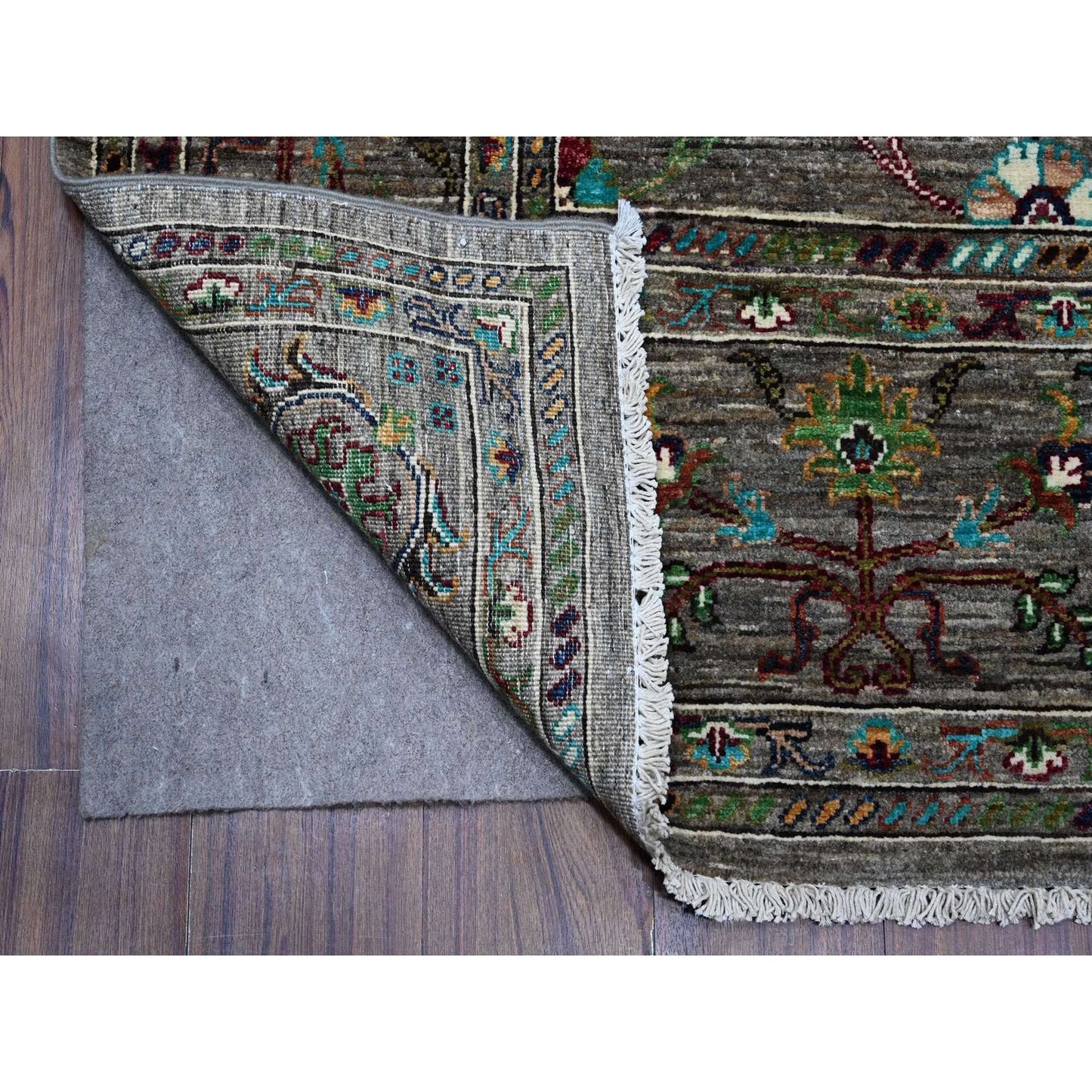 8'1"X11'2" Thunder Gray Wool Hand Knotted Sultani Pomegranate Design Rug