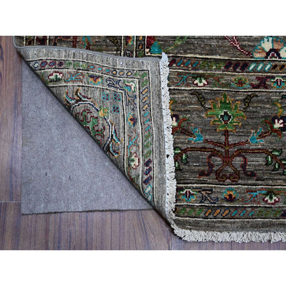 8'1"X11'2" Thunder Gray Wool Hand Knotted Sultani Pomegranate Design Rug