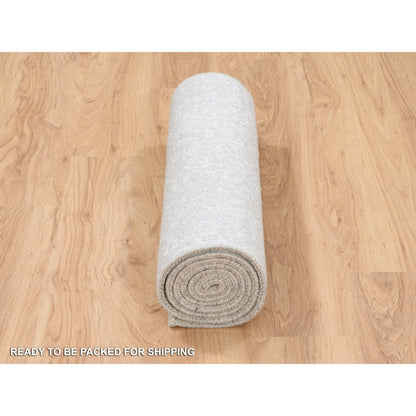2'6"X8' Beige Wool And Silk Hand Loomed Fine Jacquard Runner Rug